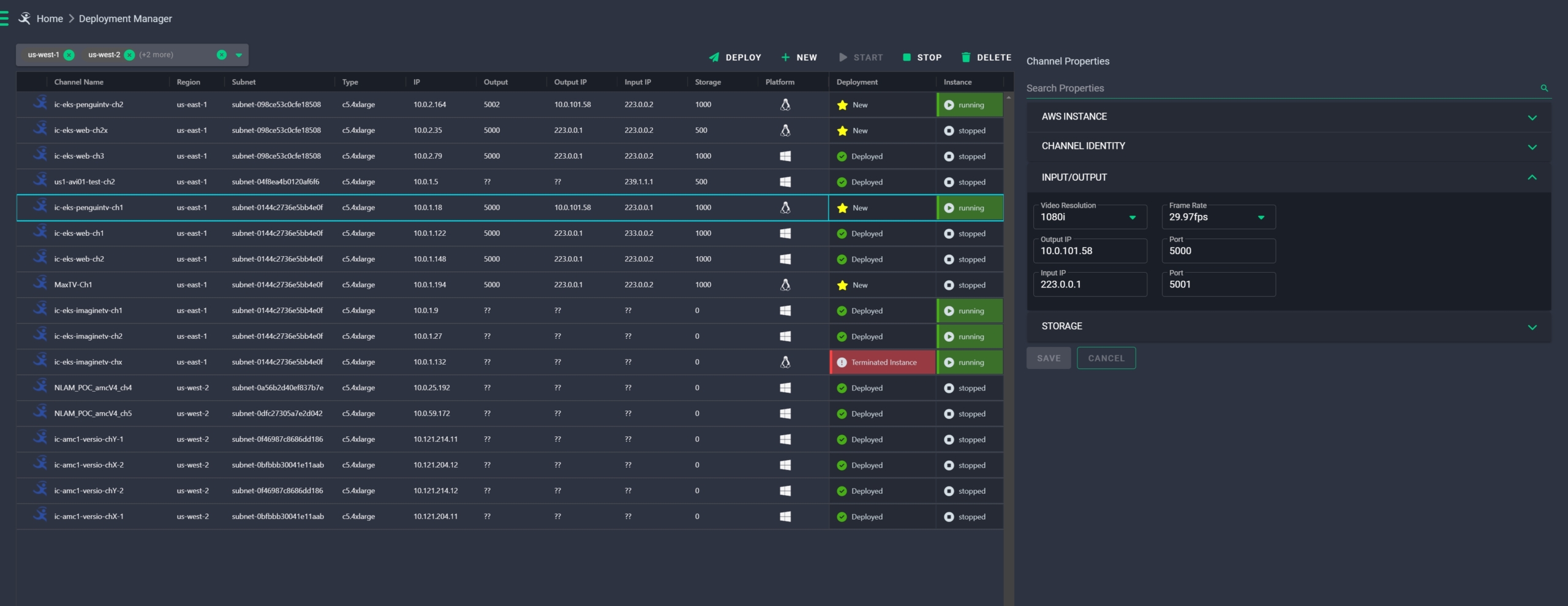 A screen of the Aviator deploymanager